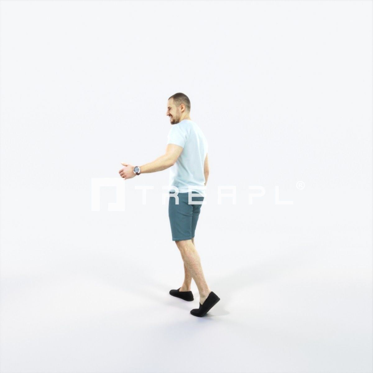 Master 24E Explaining Couple Summer walking Casual Man Low-poly 3D model_5