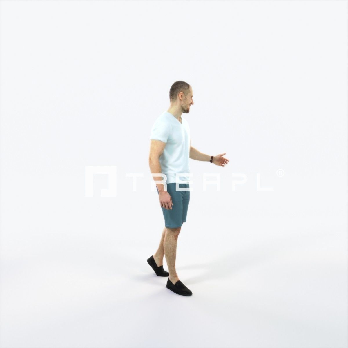 Master 24E Explaining Couple Summer walking Casual Man Low-poly 3D model_2