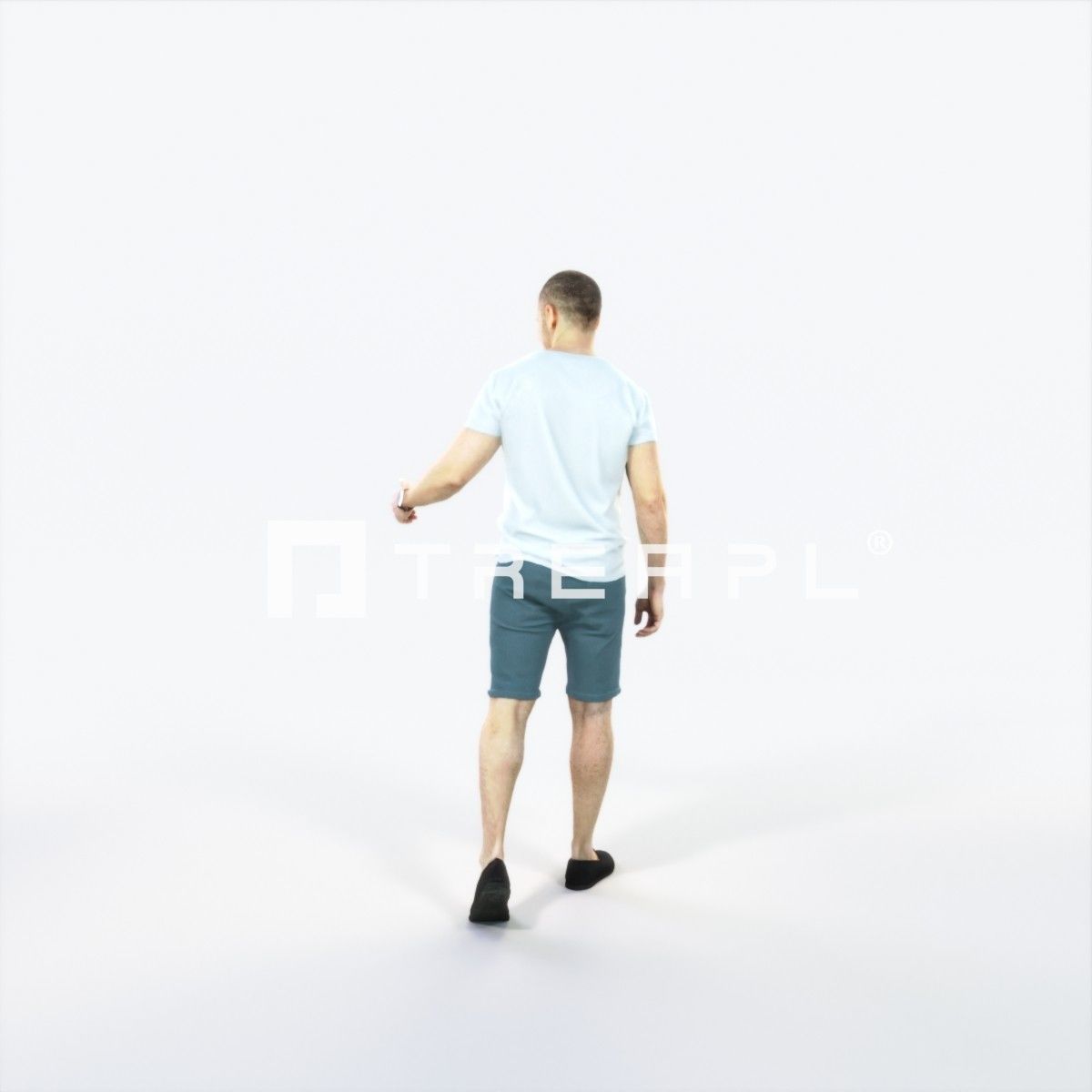 Master 24E Explaining Couple Summer walking Casual Man Low-poly 3D model_4