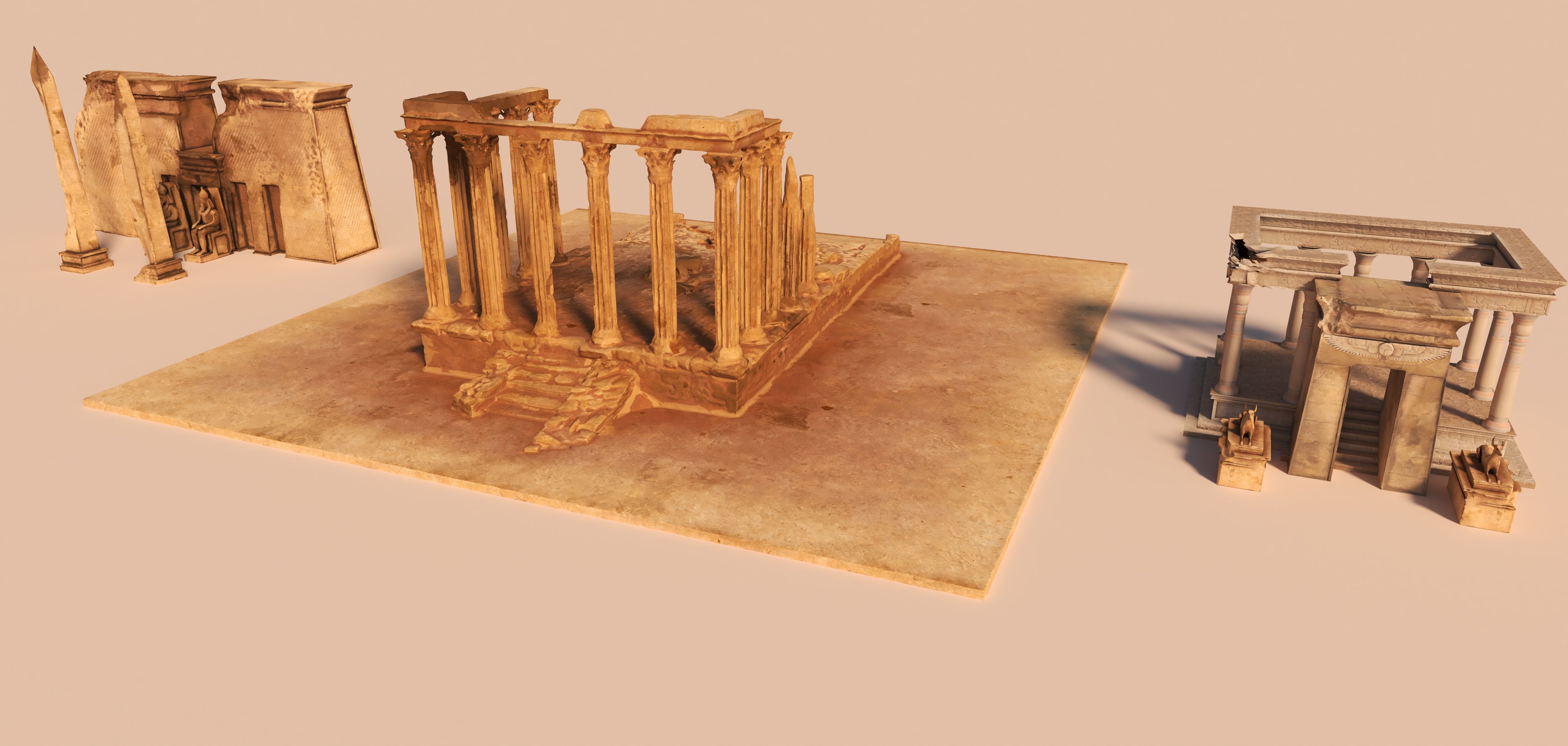 Ancient Ruins Low-poly 3D model_2
