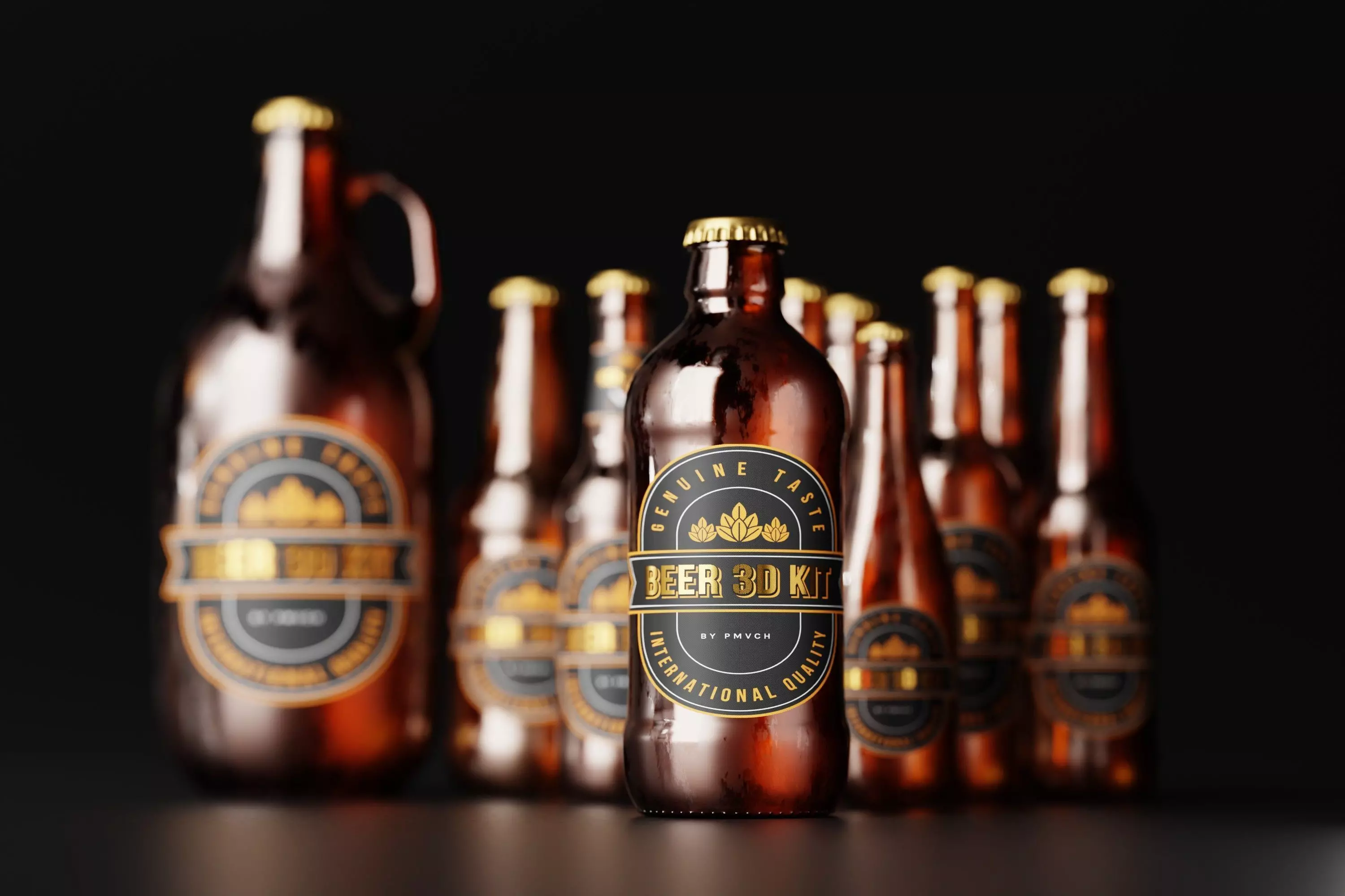 10x Different Style Beer Bottle Bundle 3D Model Pack