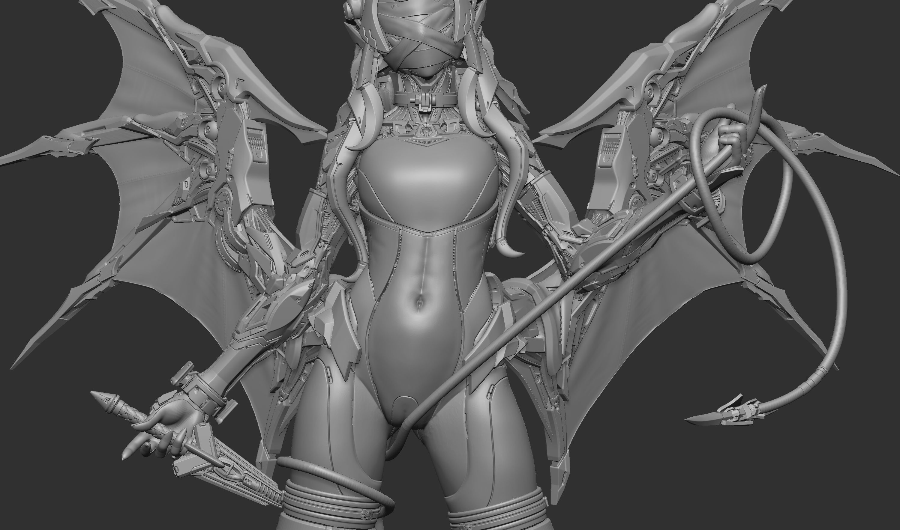 Lilith Mecha Succubus - 3D Print Statue Files 3D print model_17