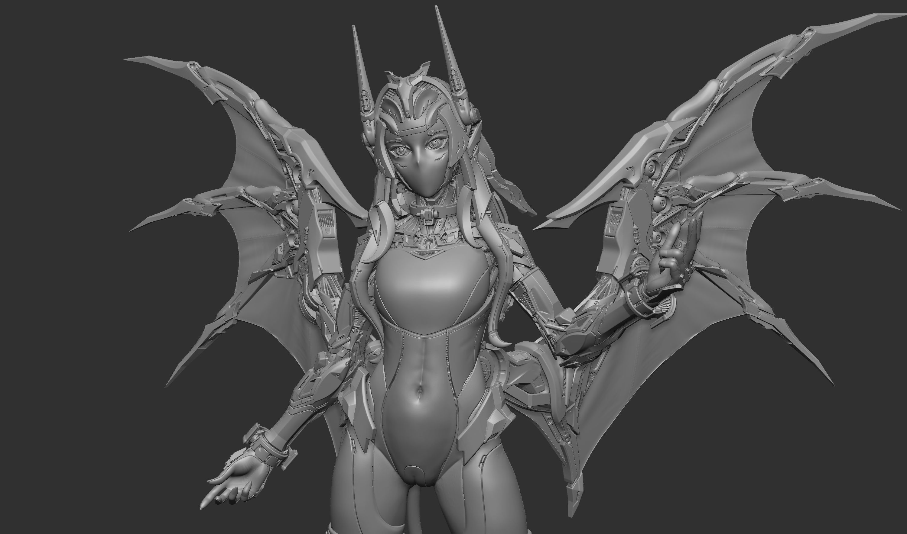 Lilith Mecha Succubus - 3D Print Statue Files 3D print model_19
