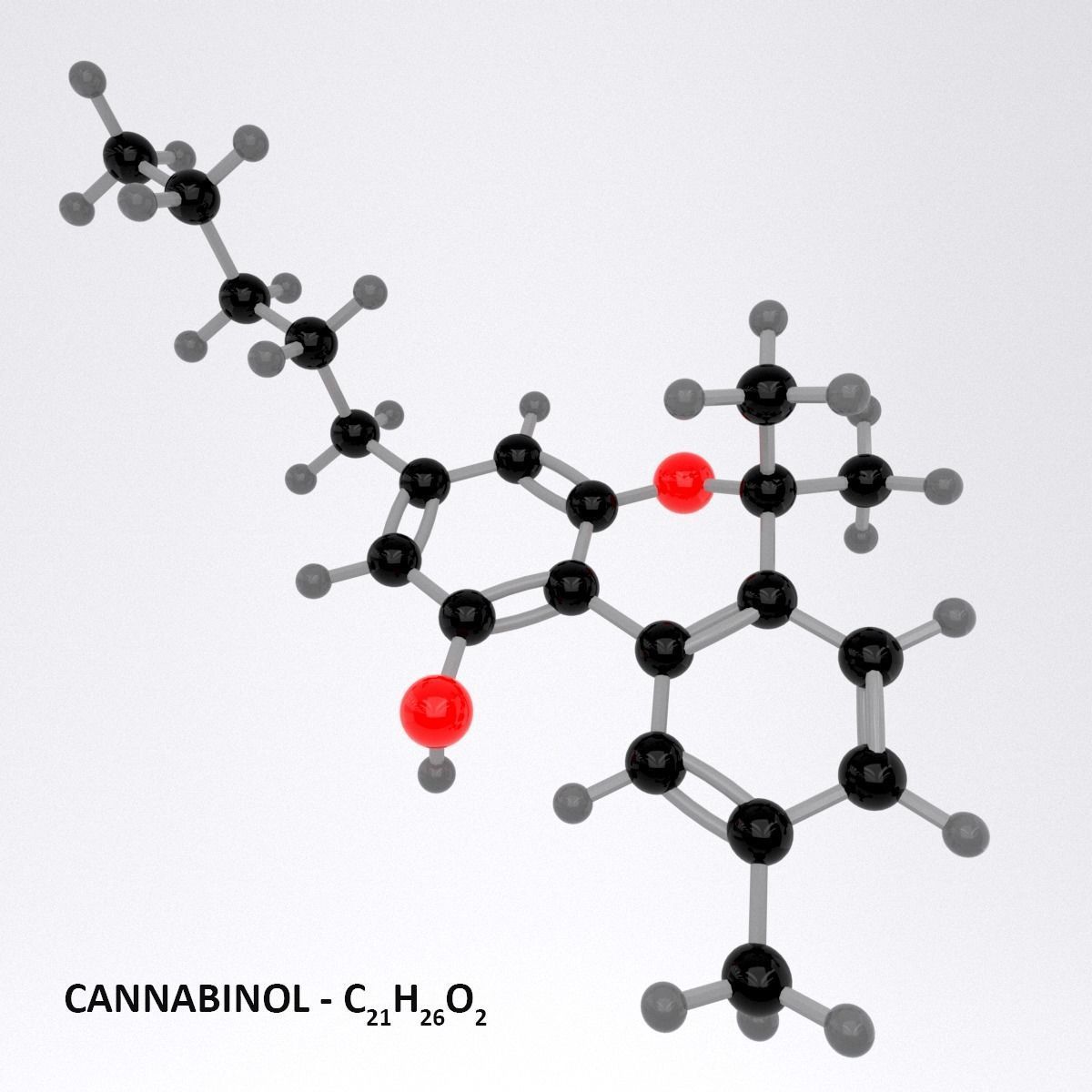 Drug CBN - Cannabinol - Cannabinoid Molecule 3D model_2