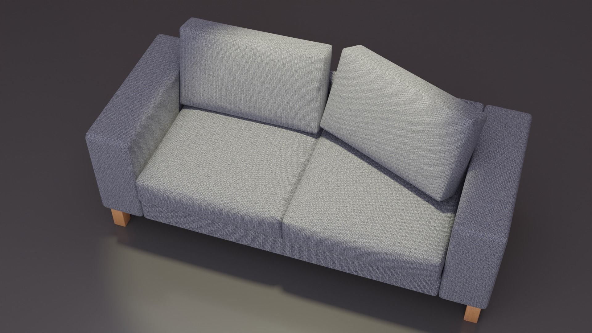 Two-Seater Sofa Low-poly 3D model_5