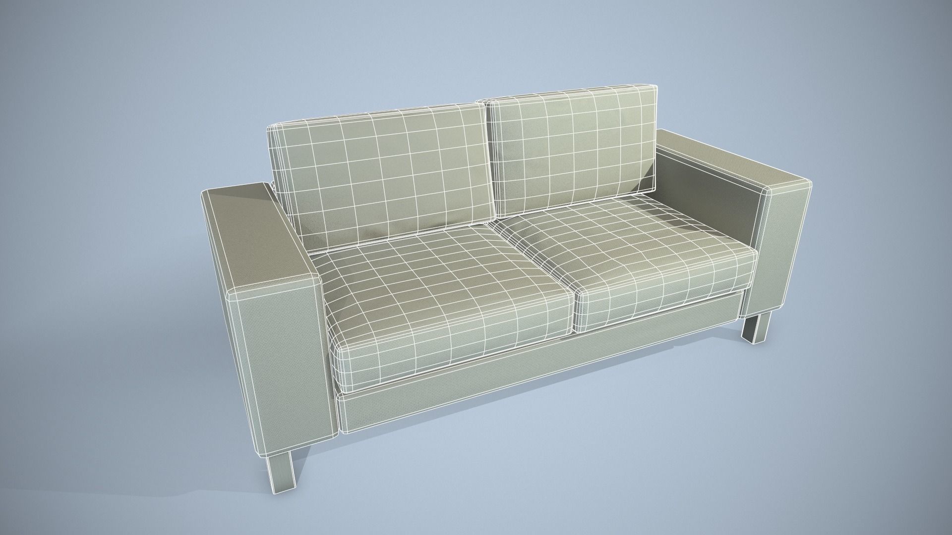 Two-Seater Sofa Low-poly 3D model_7