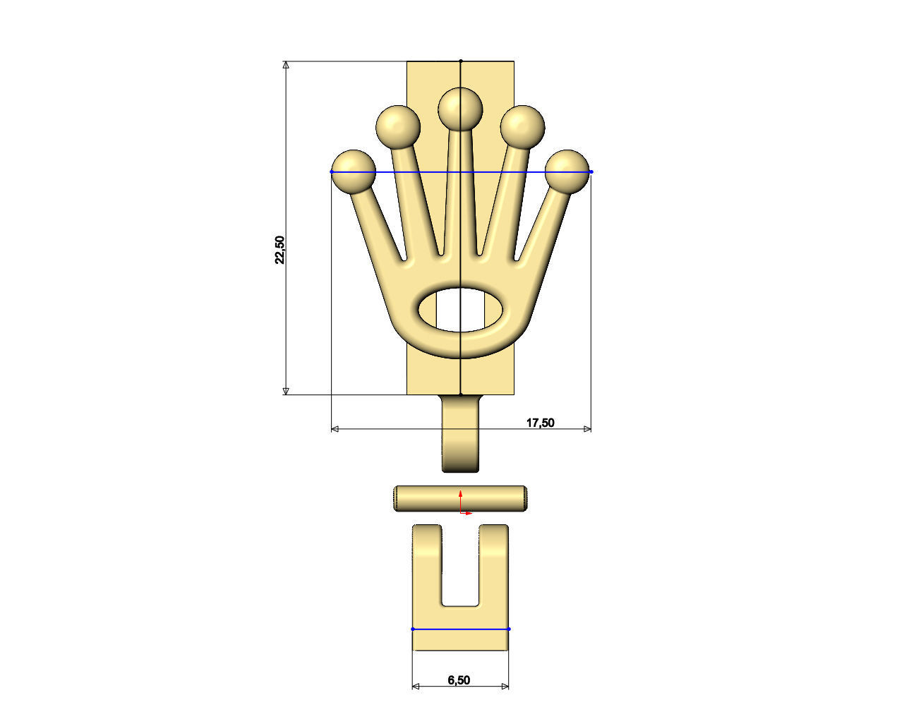 Watch crown logo bail link 3D print model_6
