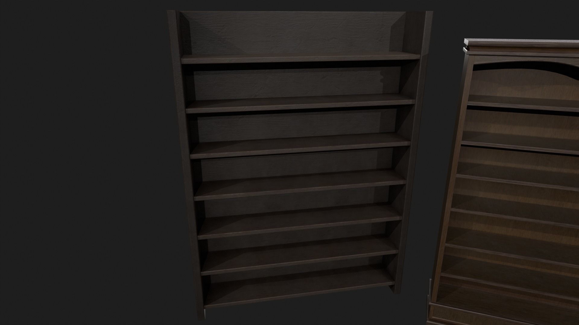 Wooden Bookshelves Low-poly 3D model_3