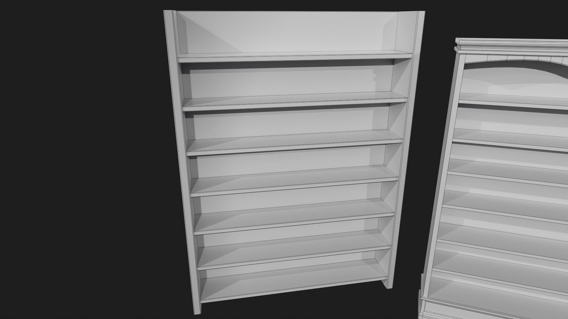 Wooden Bookshelves Low-poly 3D model_9
