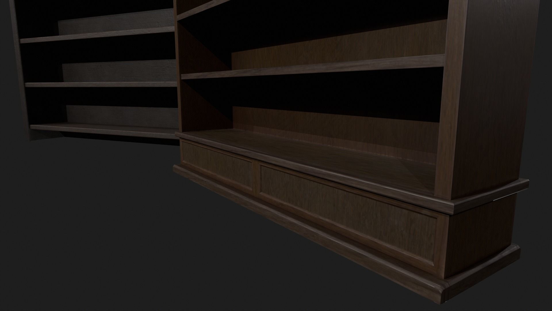 Wooden Bookshelves Low-poly 3D model_6
