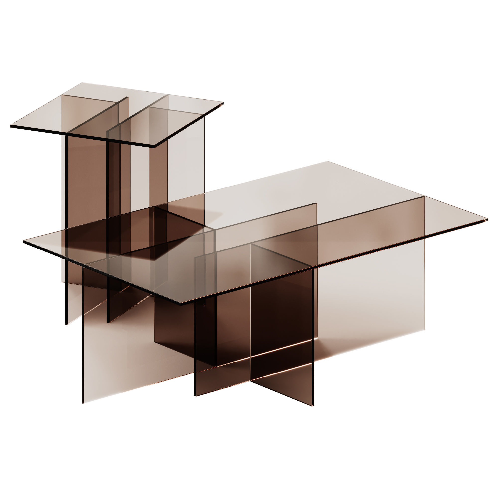 Westwing Collection Anouk Glass Side and Coffee Table 3D model_1