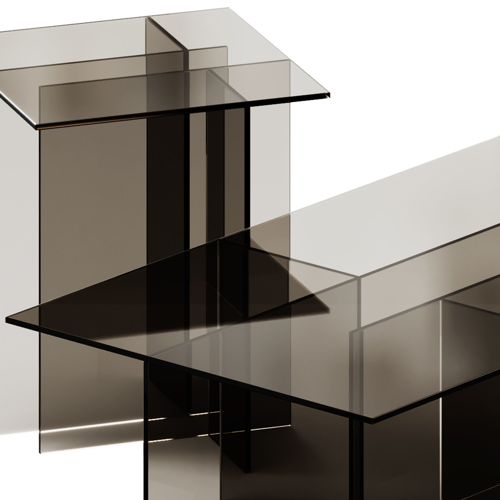 Westwing Collection Anouk Glass Side and Coffee Table 3D model_5