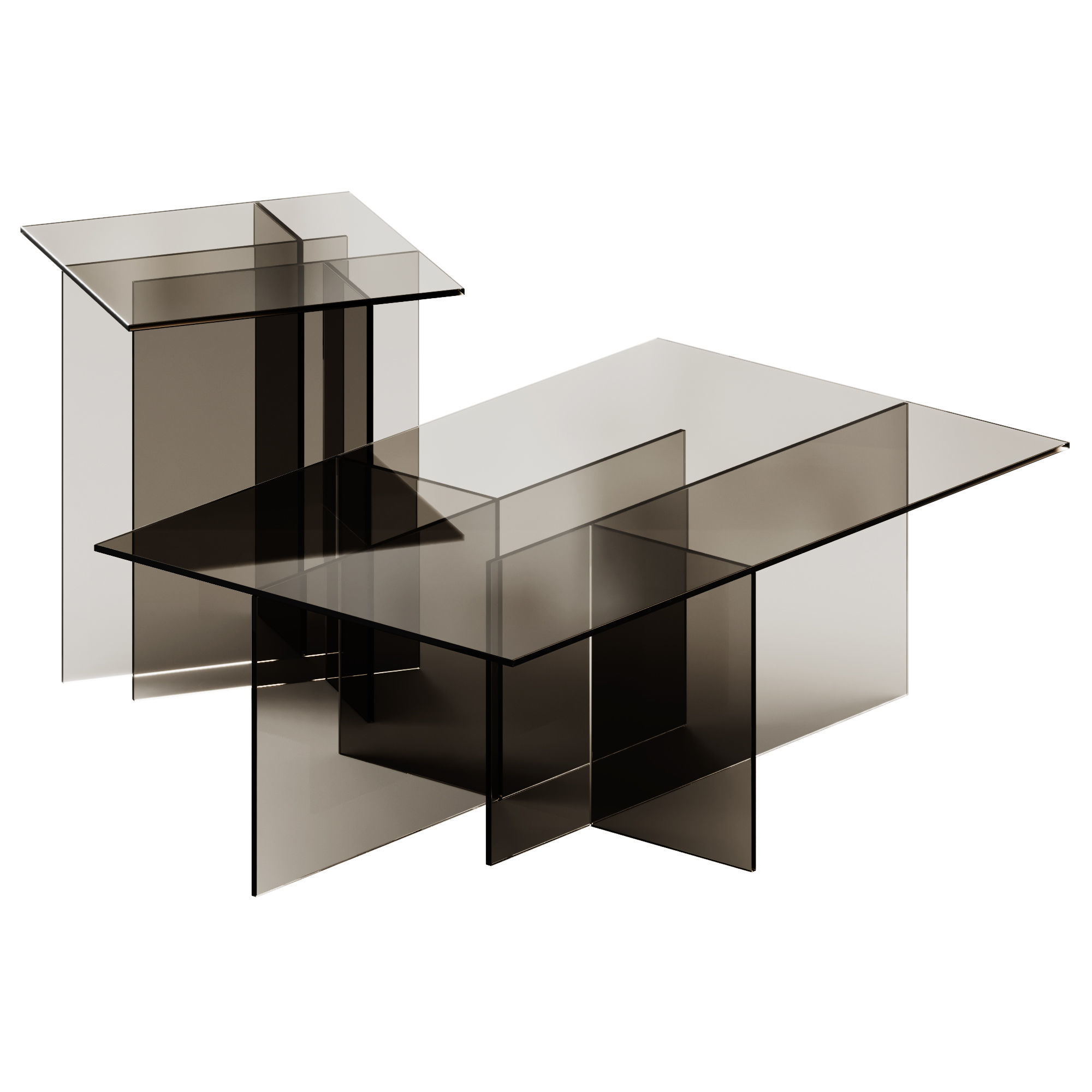 Westwing Collection Anouk Glass Side and Coffee Table 3D model_2