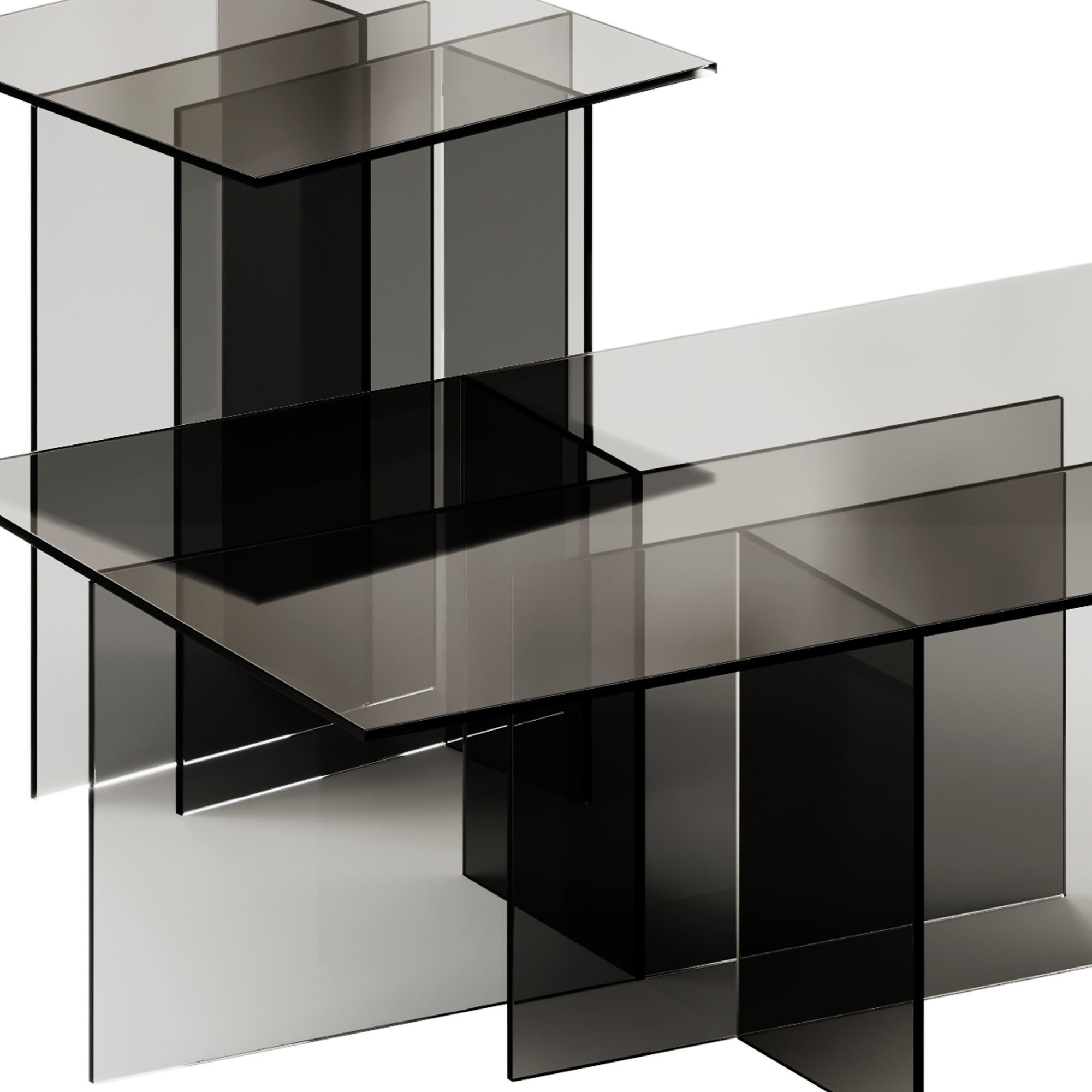 Westwing Collection Anouk Glass Side and Coffee Table 3D model_3
