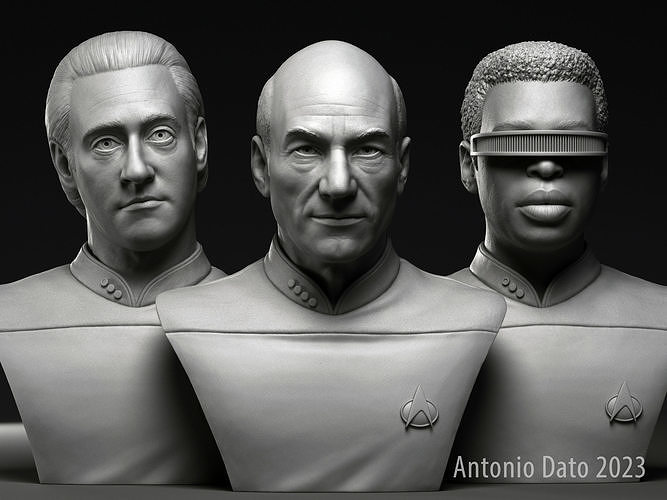 Picard Data and La Forge 3D Model Collection