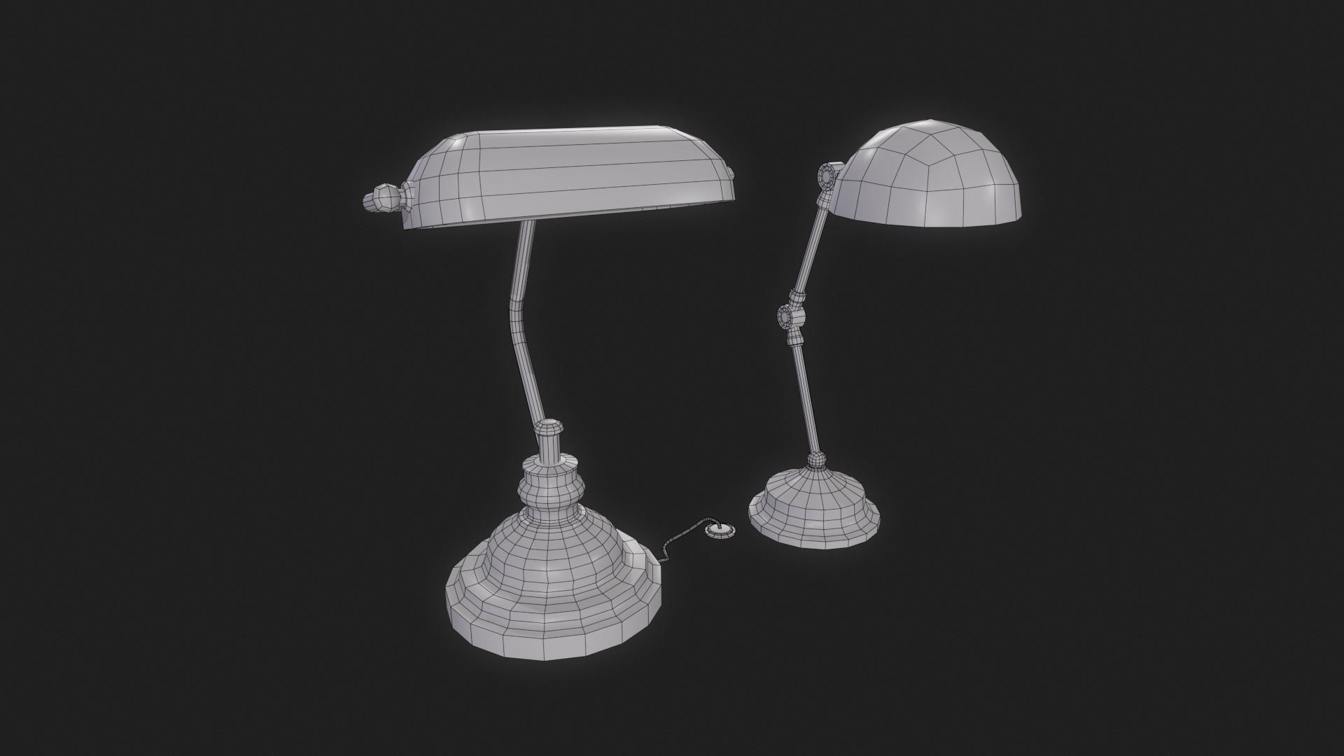 Vintage Desk Lamp Low-poly 3D model_6