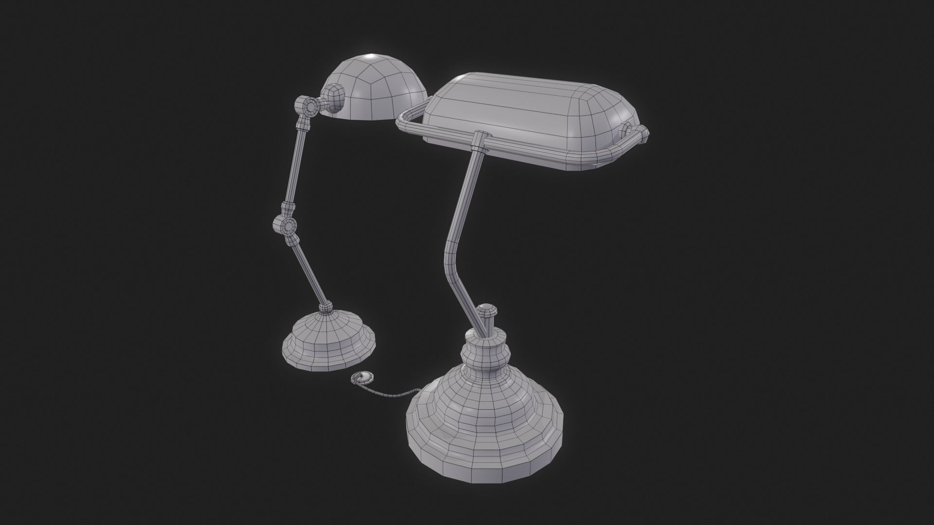 Vintage Desk Lamp Low-poly 3D model_8