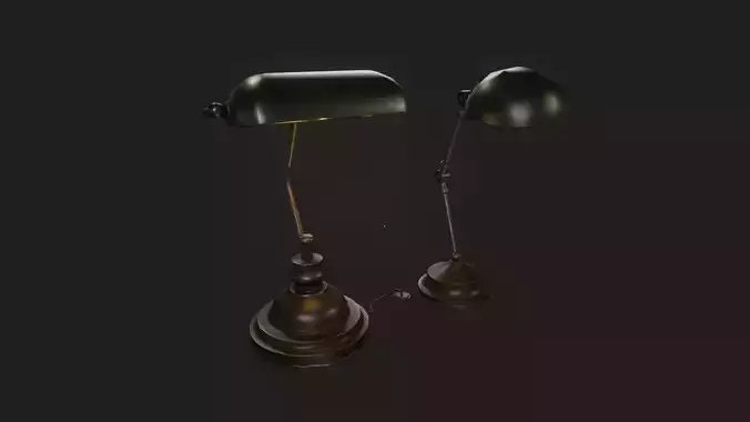 Vintage Desk Lamp Low-poly 3D model