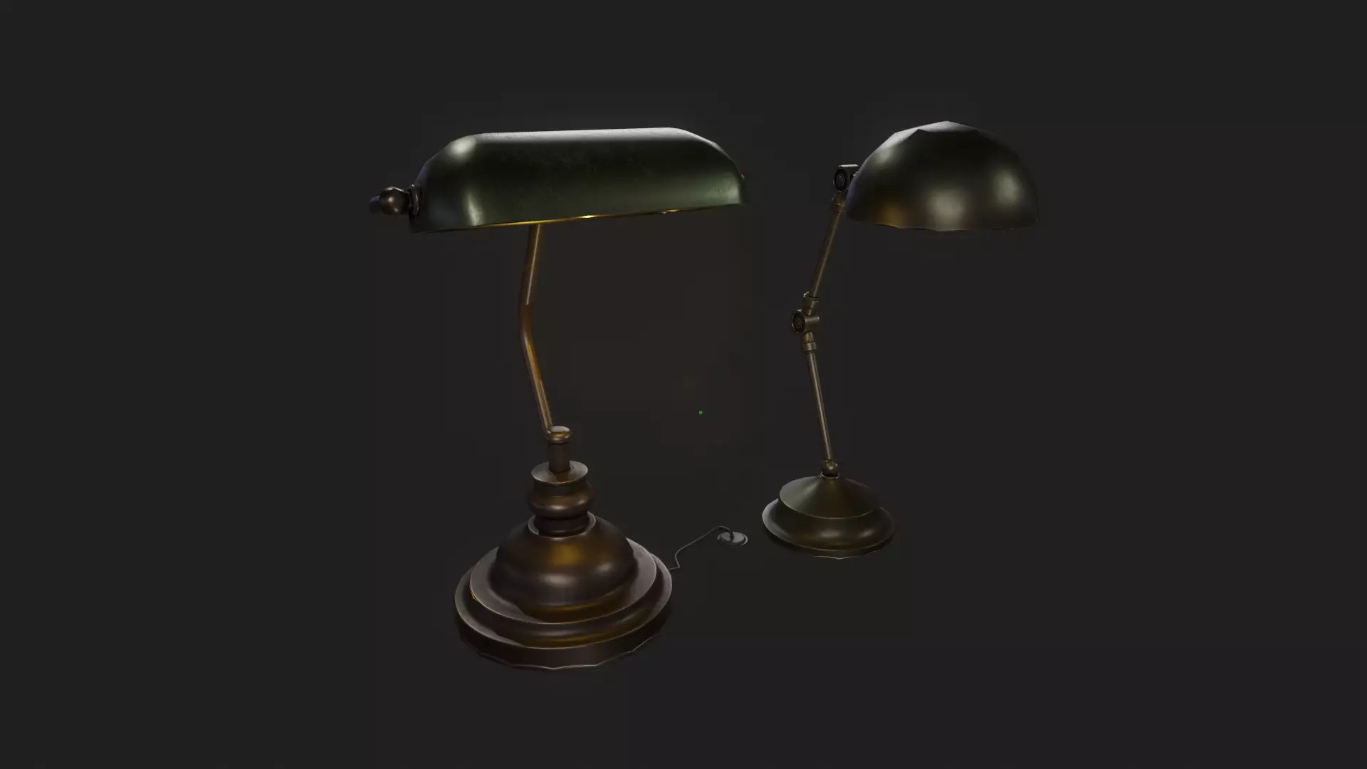 Vintage Desk Lamp Low-poly 3D model_0