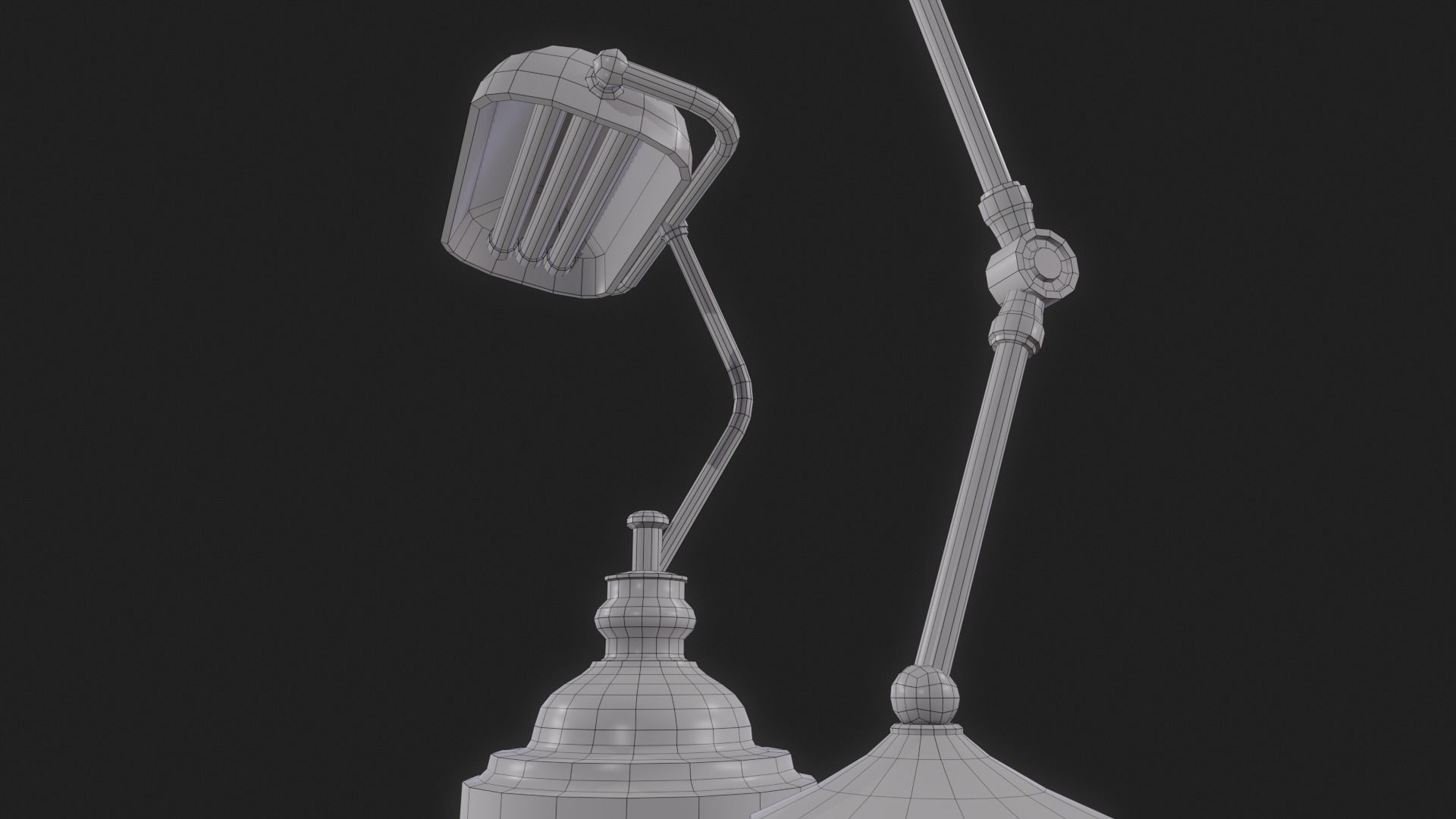 Vintage Desk Lamp Low-poly 3D model_10