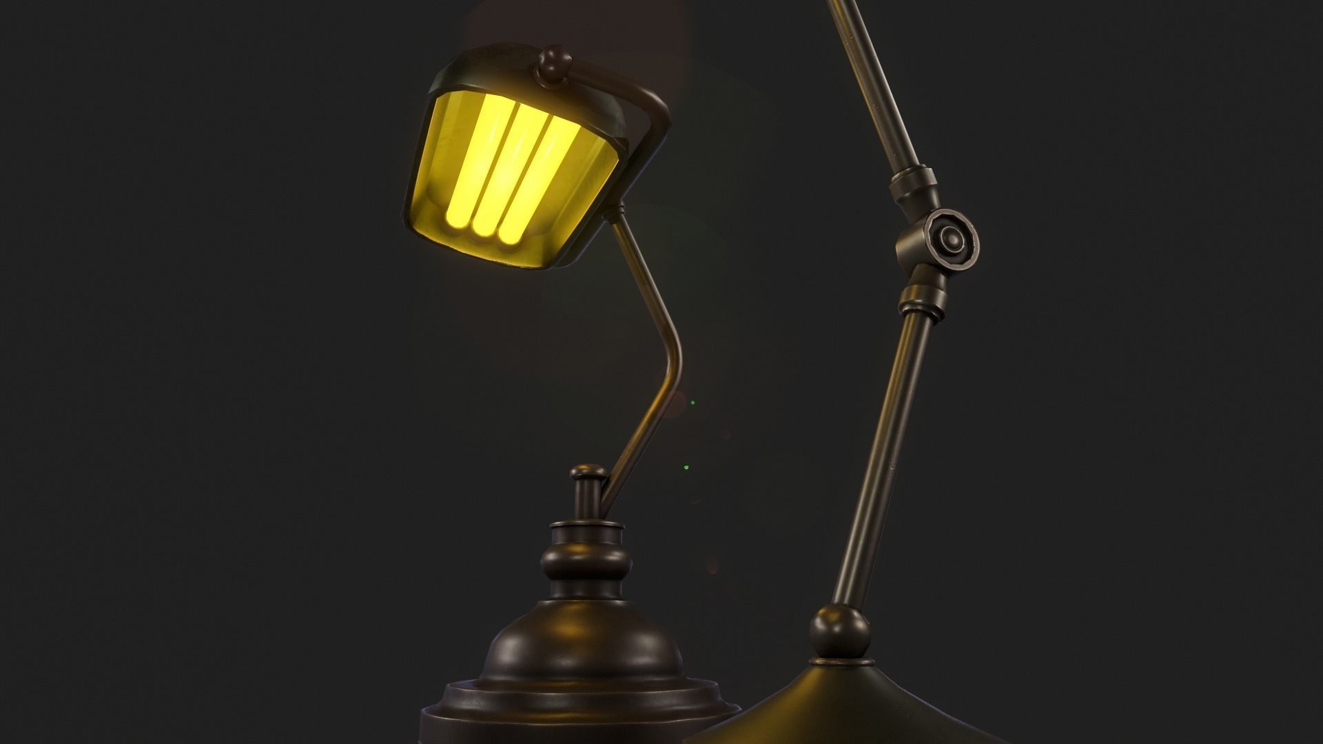 Vintage Desk Lamp Low-poly 3D model_5