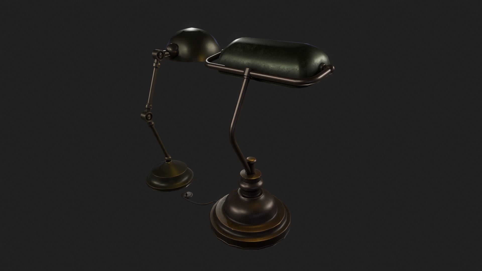Vintage Desk Lamp Low-poly 3D model_3