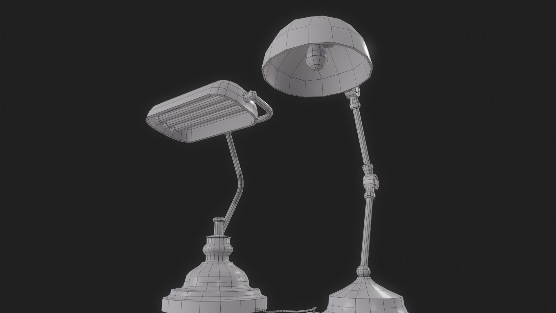 Vintage Desk Lamp Low-poly 3D model_7