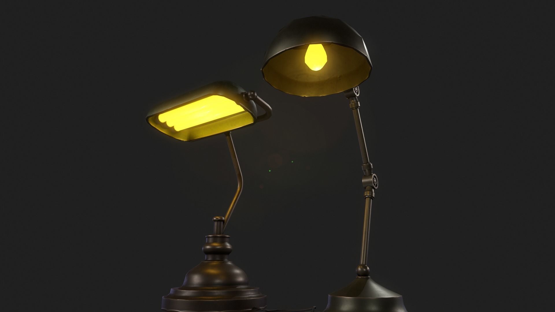 Vintage Desk Lamp Low-poly 3D model_2