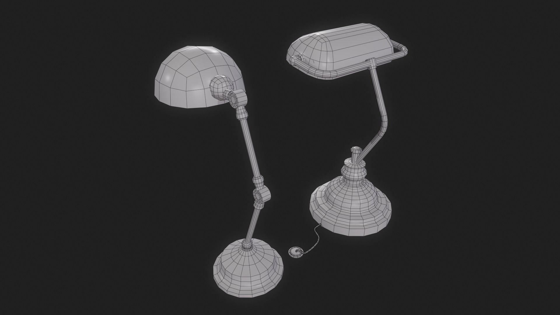 Vintage Desk Lamp Low-poly 3D model_9