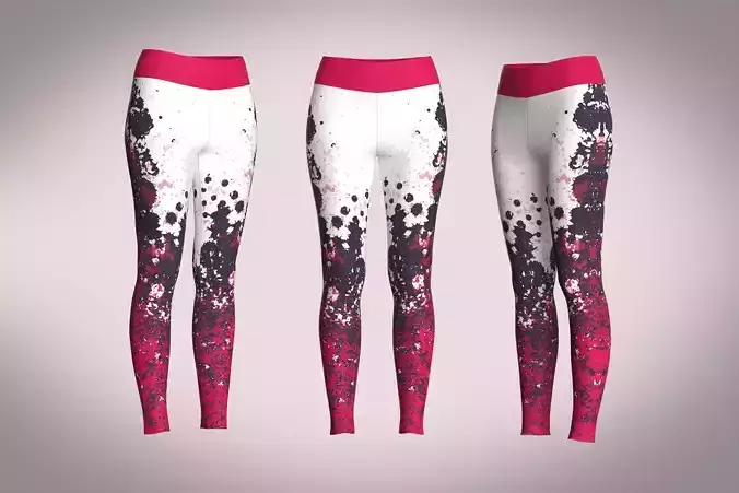 Girls Sports Leggings-Red Printed