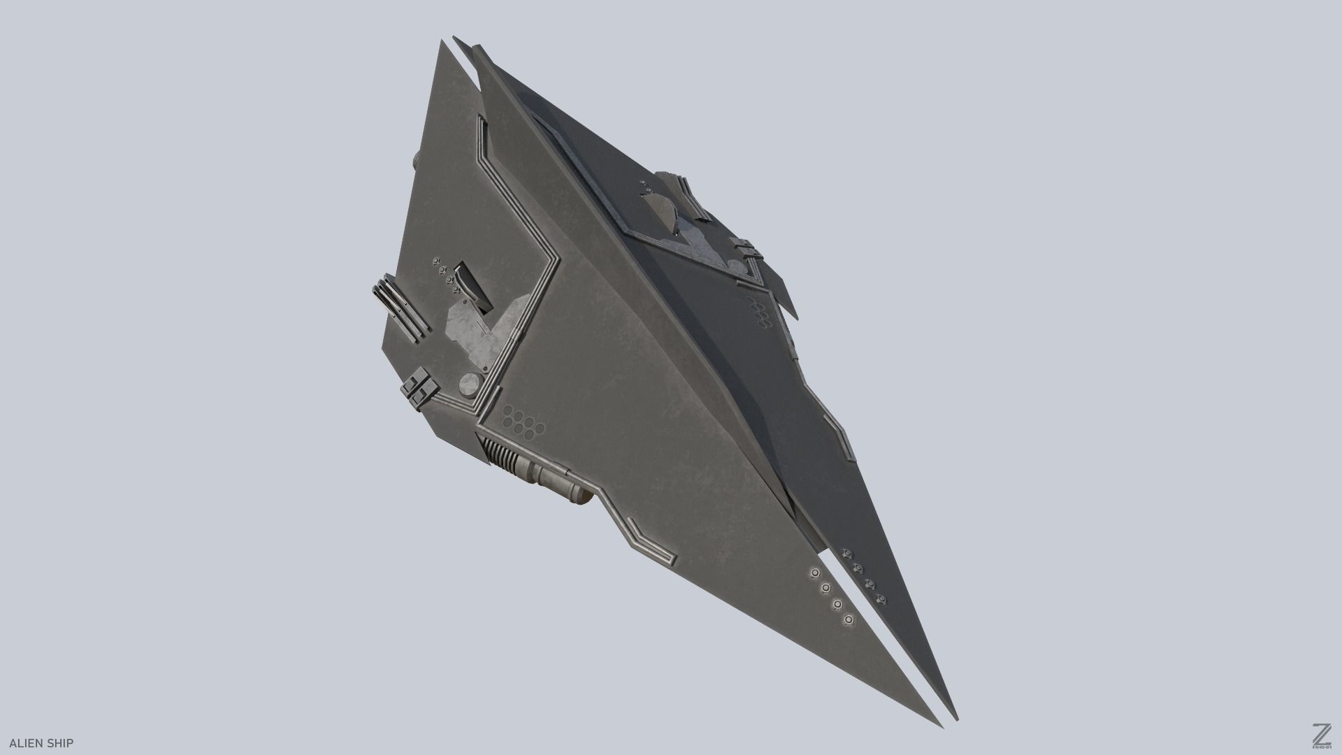 Alien ship Low-poly 3D model_7
