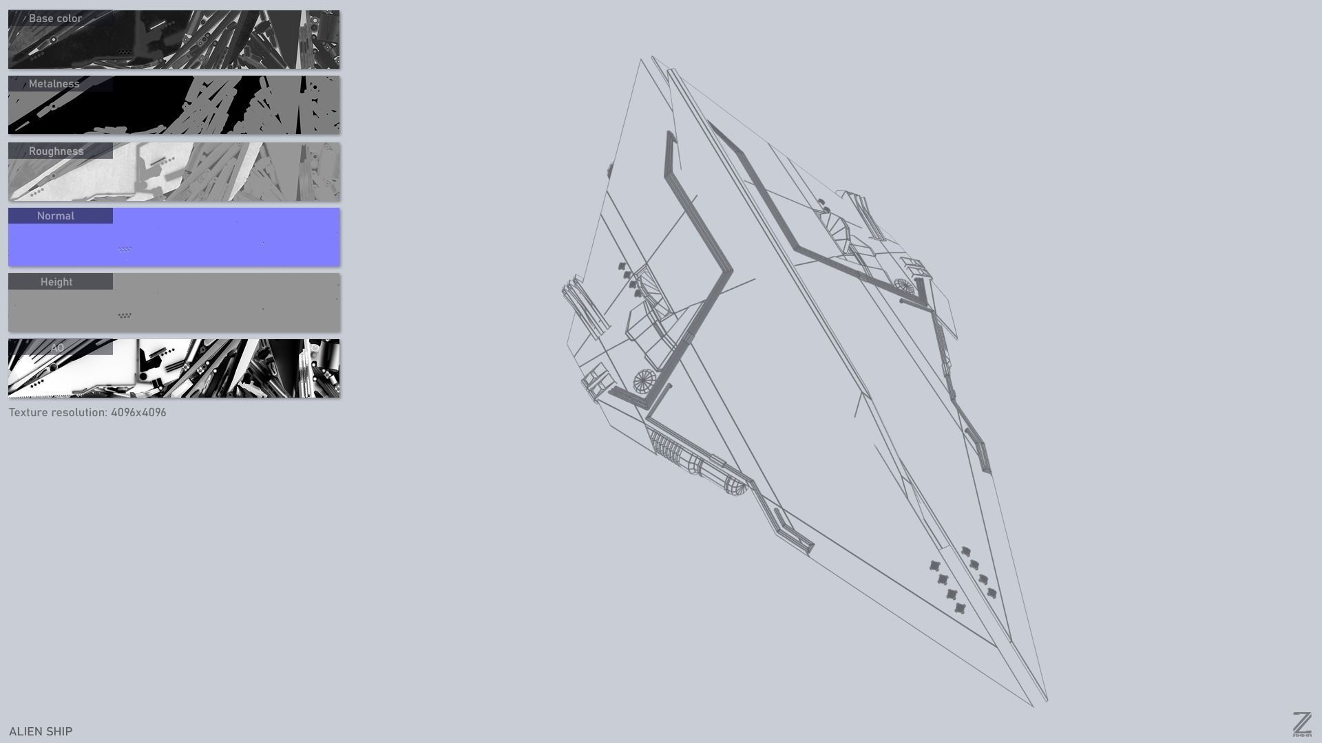 Alien ship Low-poly 3D model_2