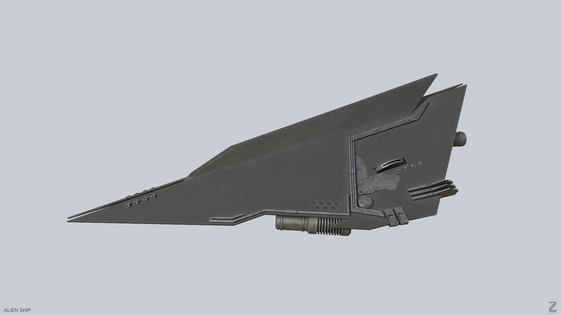 Alien ship Low-poly 3D model_3