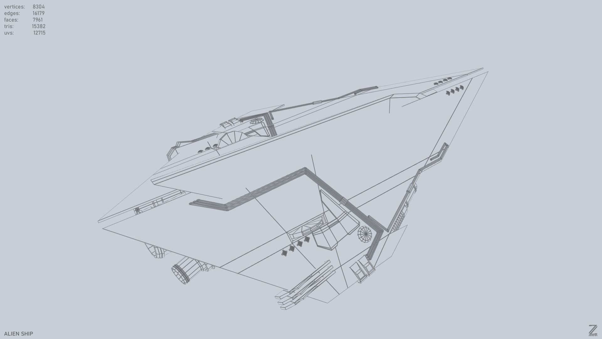 Alien ship Low-poly 3D model_13