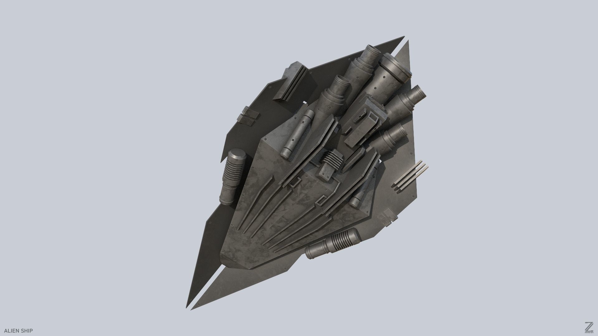 Alien ship Low-poly 3D model_1