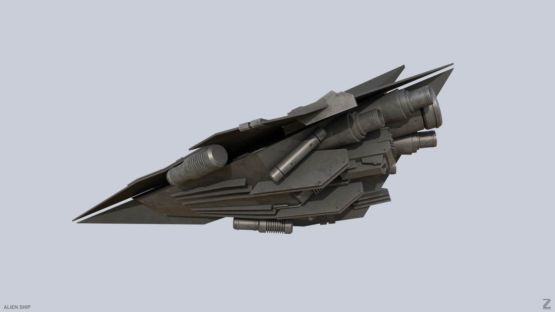 Alien ship Low-poly 3D model_6