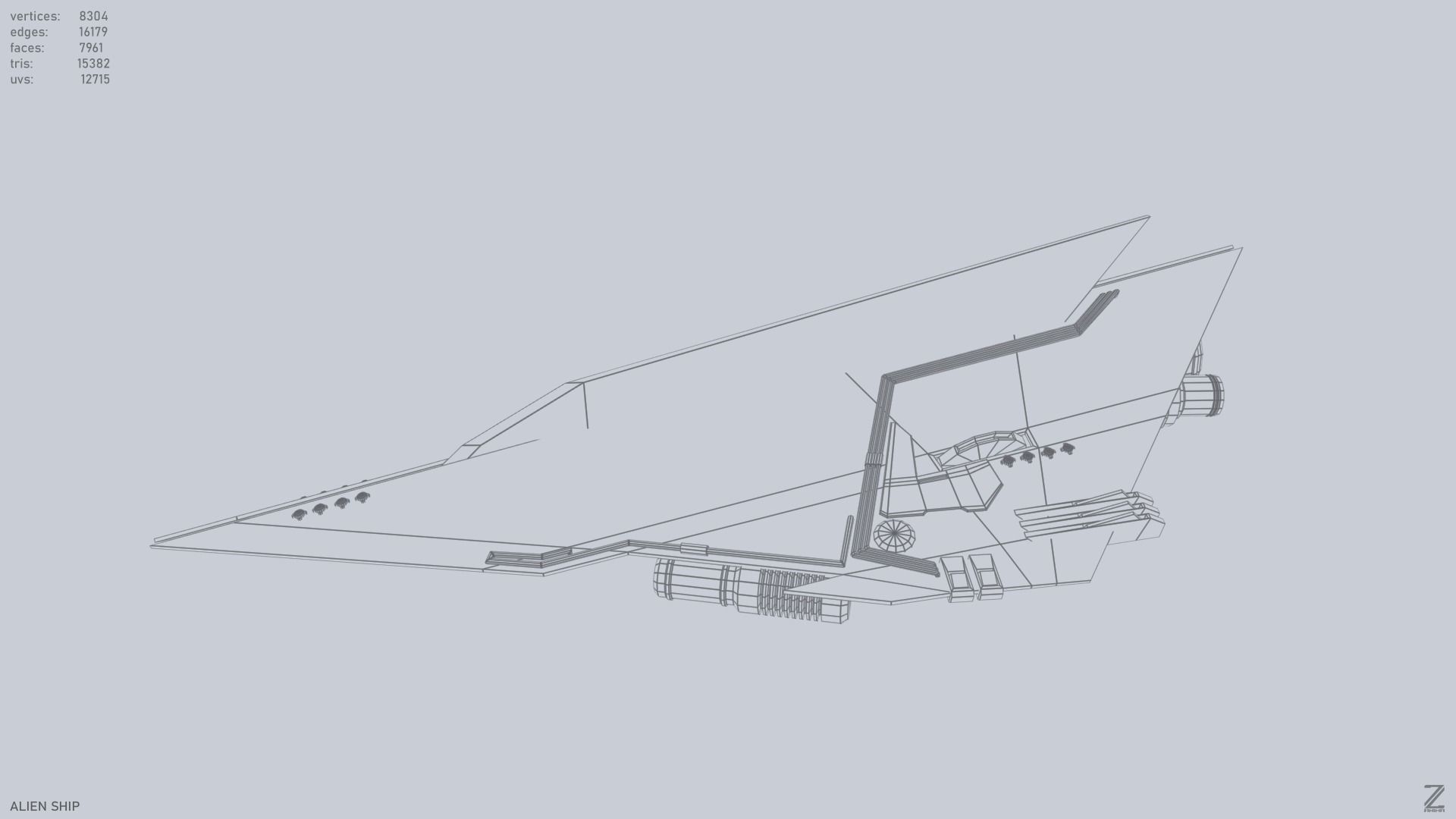 Alien ship Low-poly 3D model_9