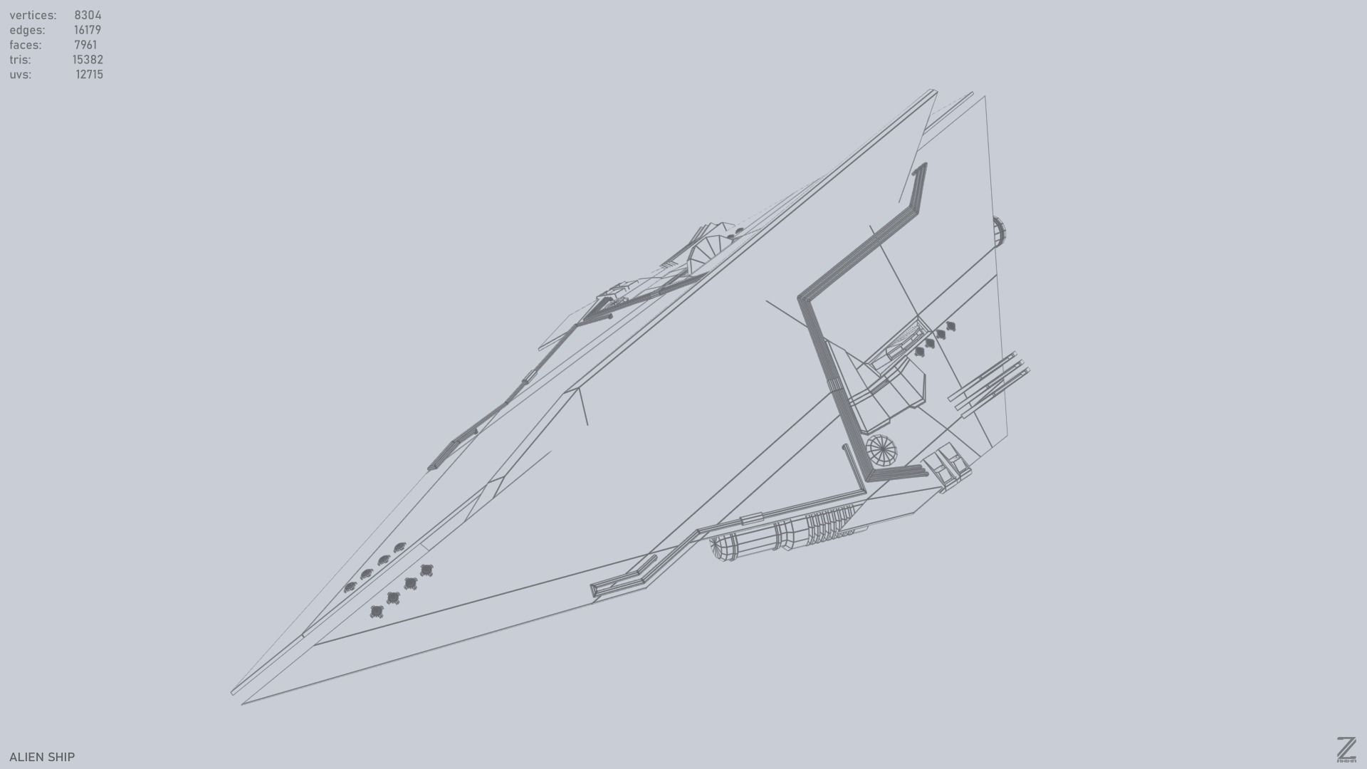 Alien ship Low-poly 3D model_8