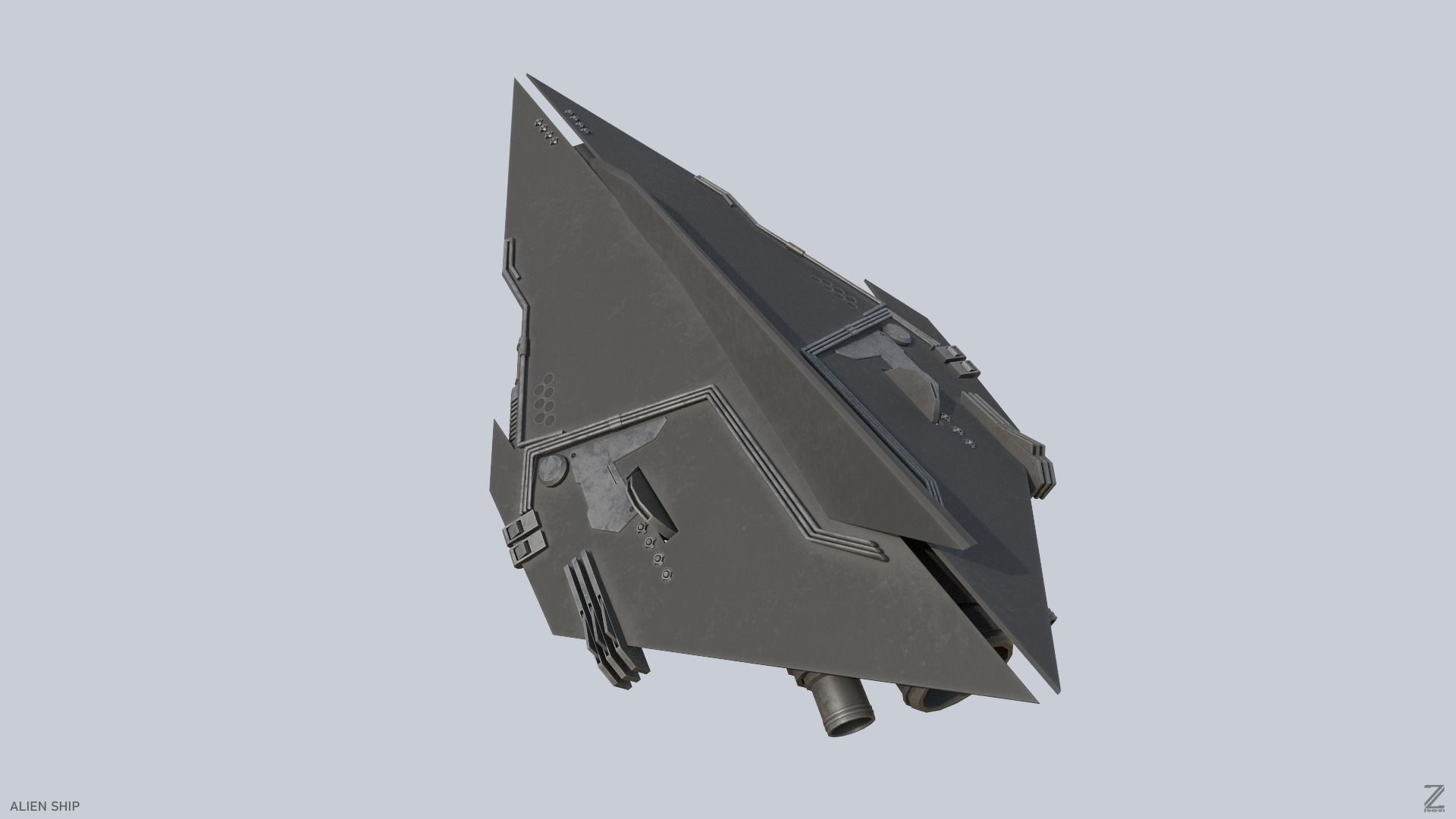 Alien ship Low-poly 3D model_4
