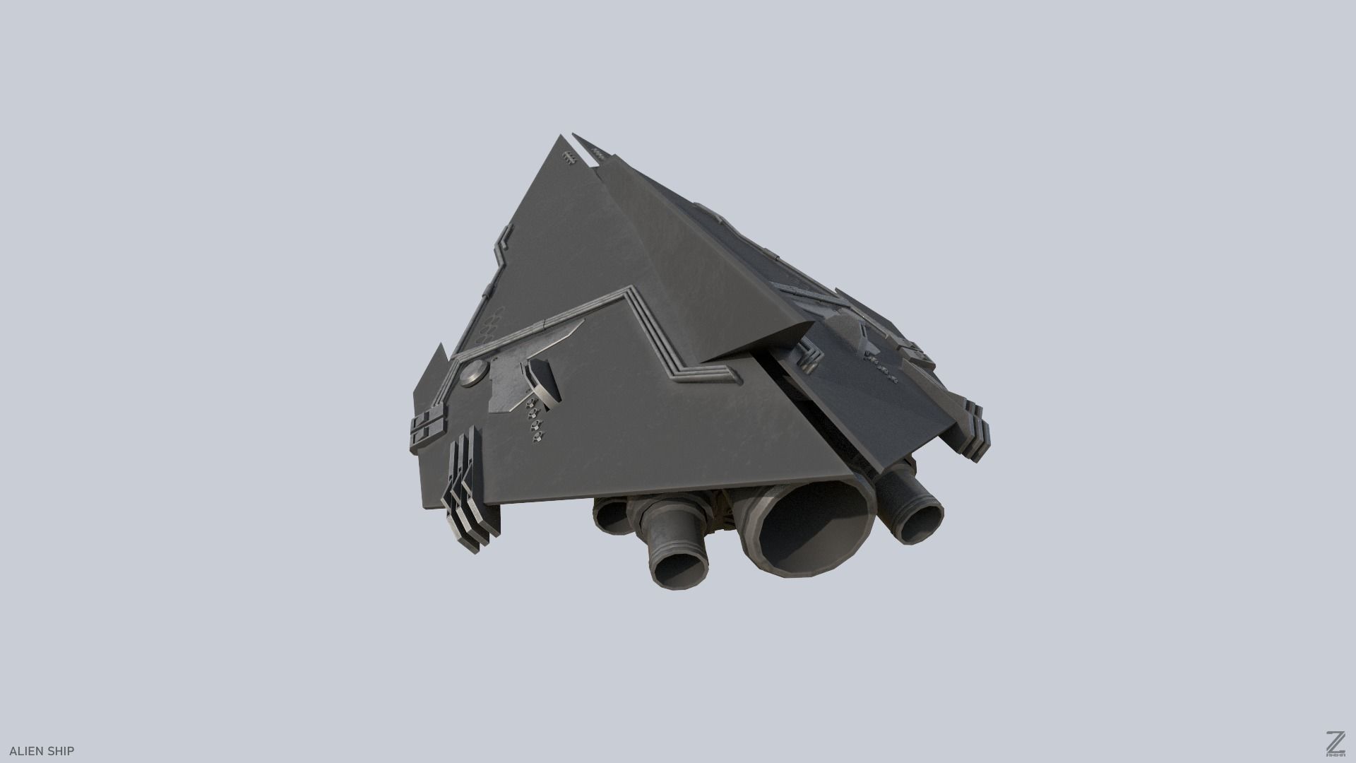 Alien ship Low-poly 3D model_5