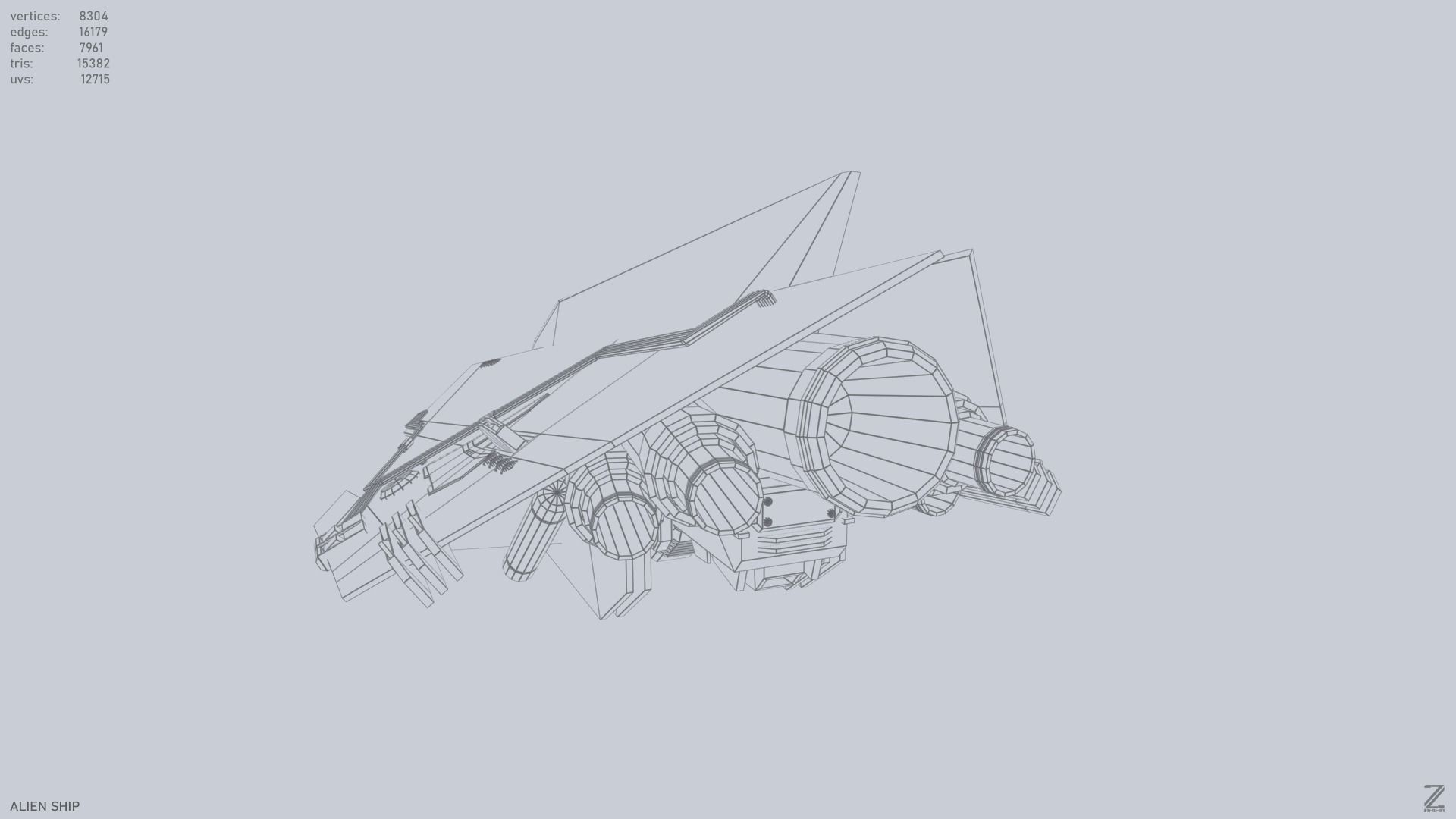 Alien ship Low-poly 3D model_11