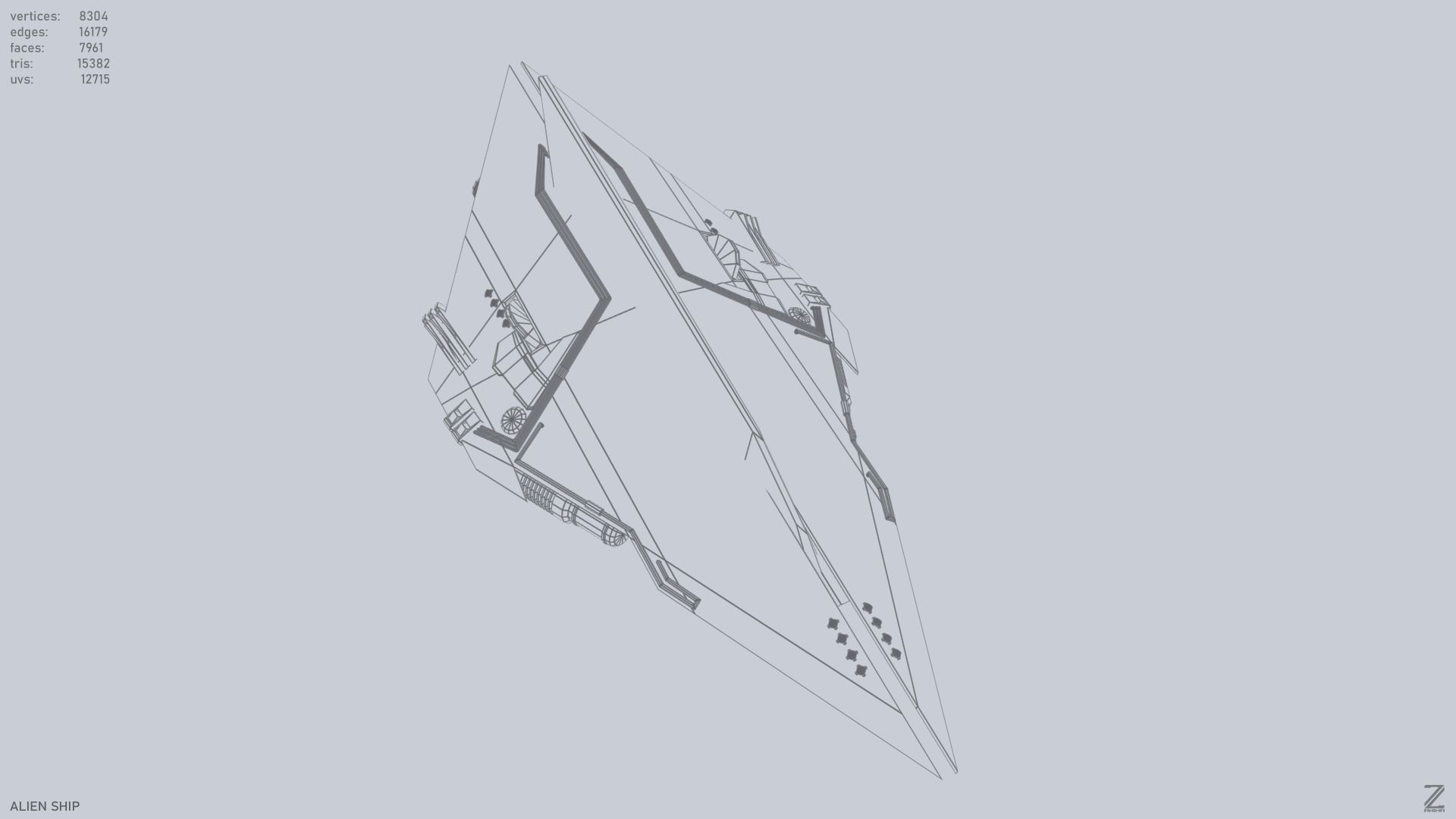 Alien ship Low-poly 3D model_14