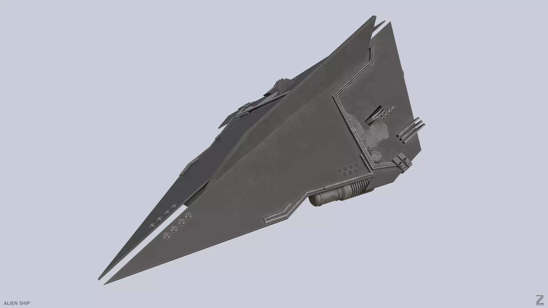 Alien ship Low-poly 3D model_0