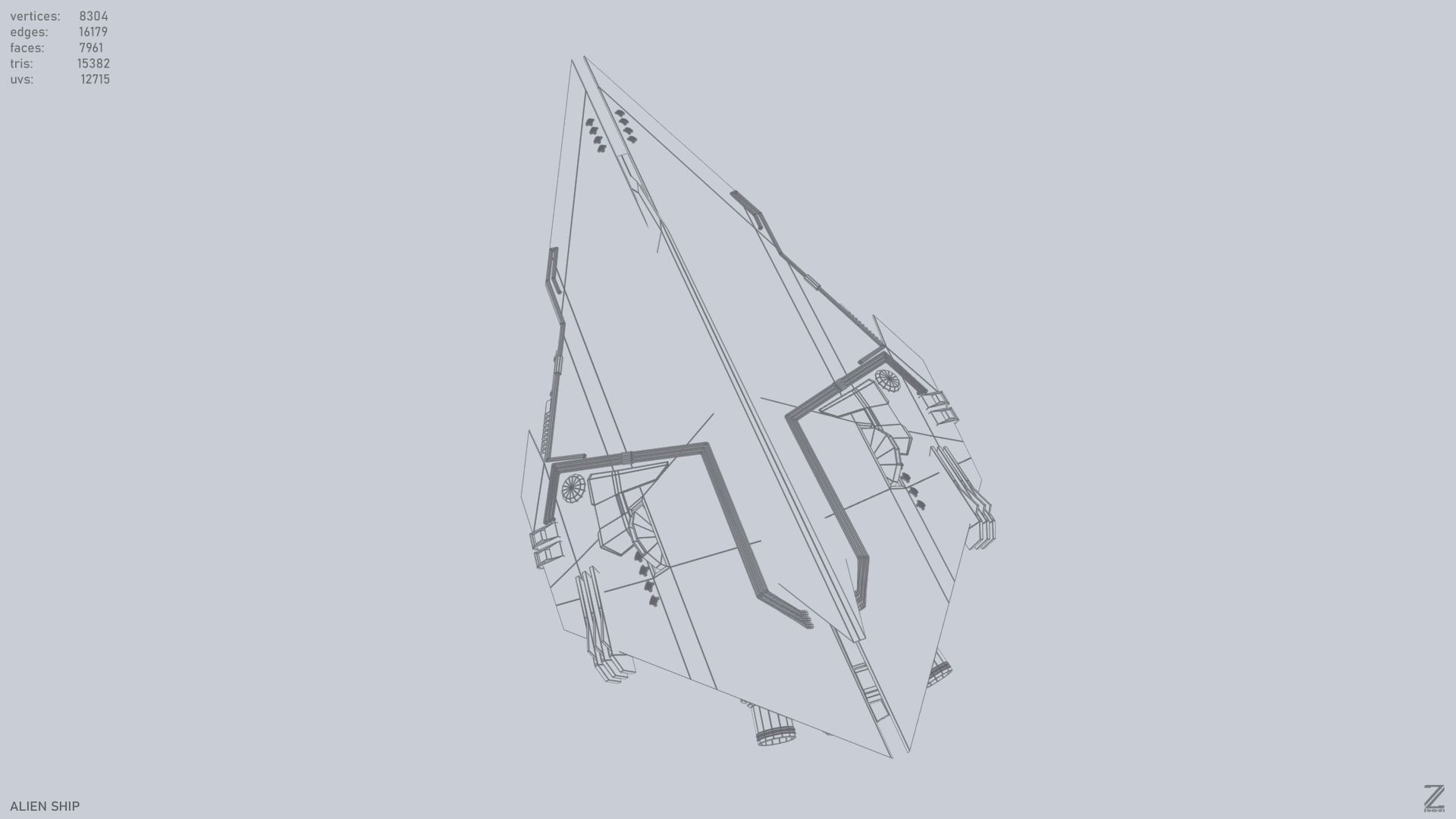 Alien ship Low-poly 3D model_12