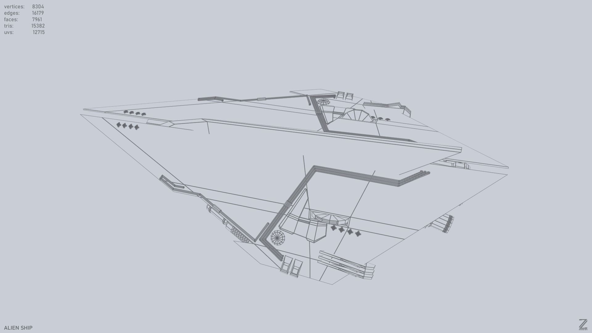 Alien ship Low-poly 3D model_10