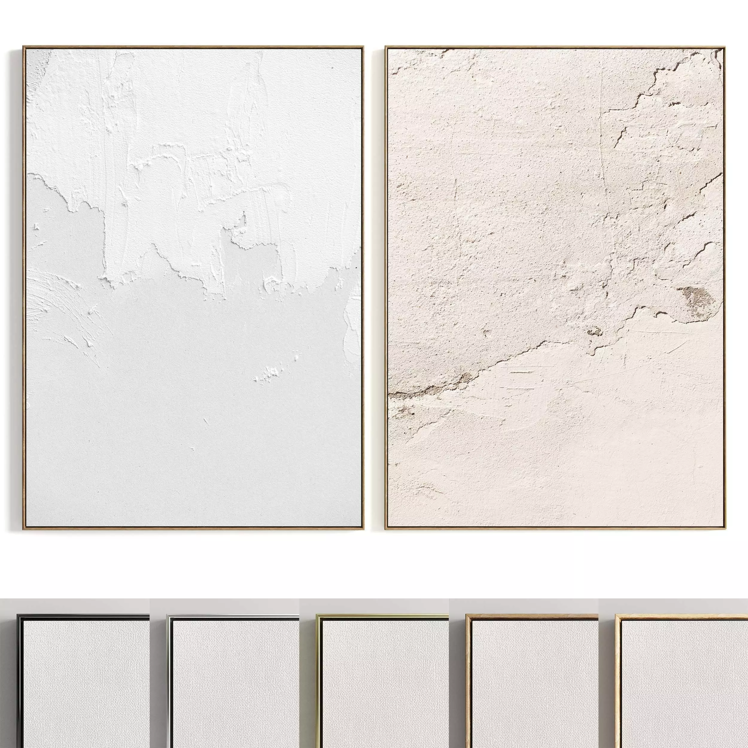 Plaster Two Photo Frame 390 Low-poly 3D model_0