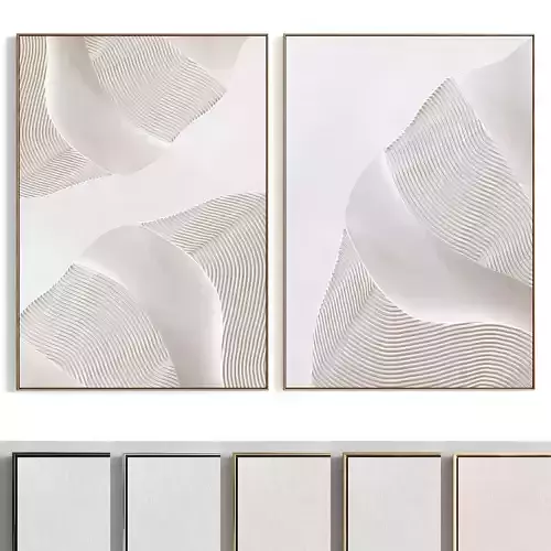 Plaster Two Photo Frame 392 Low-poly 3D model