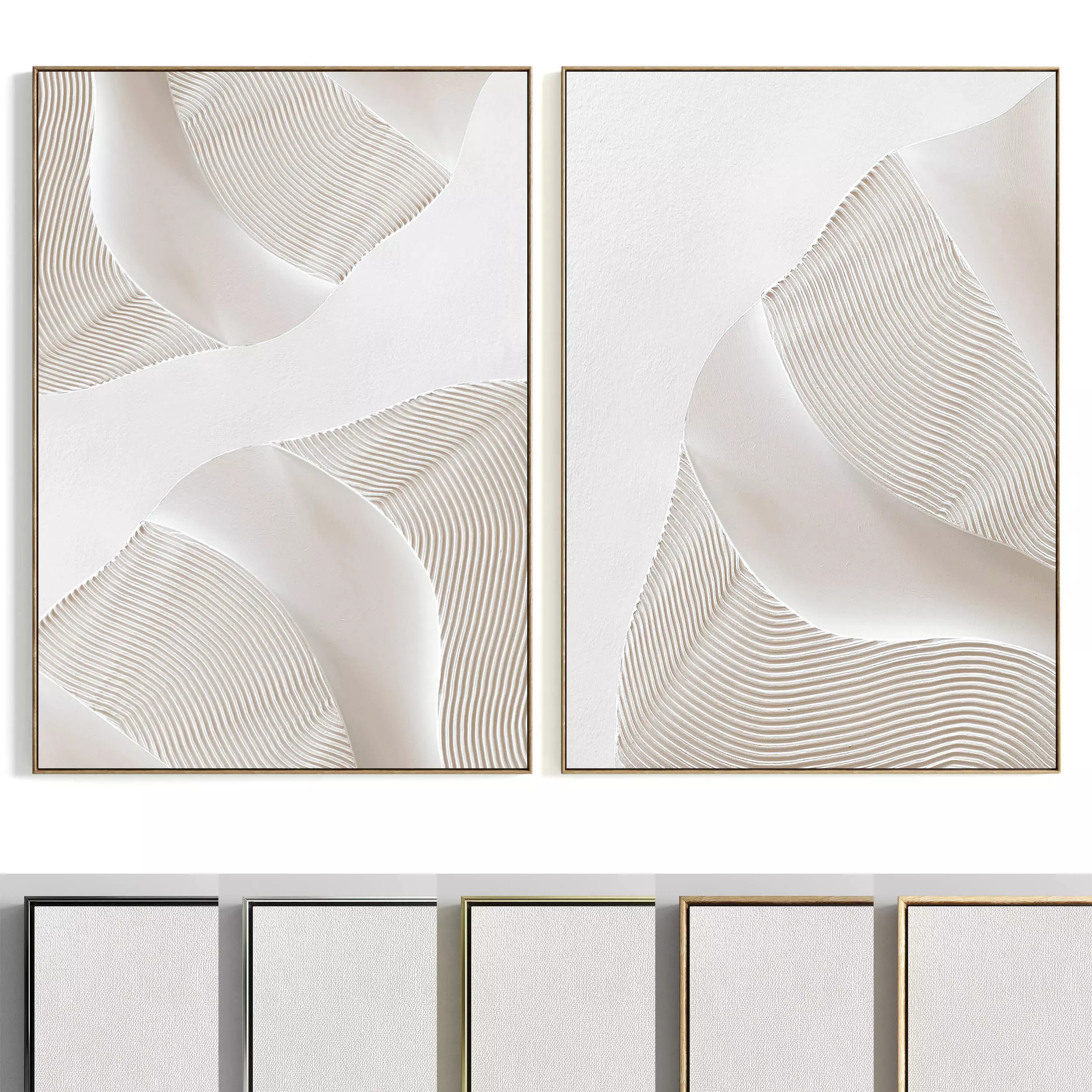 Plaster Two Photo Frame 392 Low-poly 3D model_0