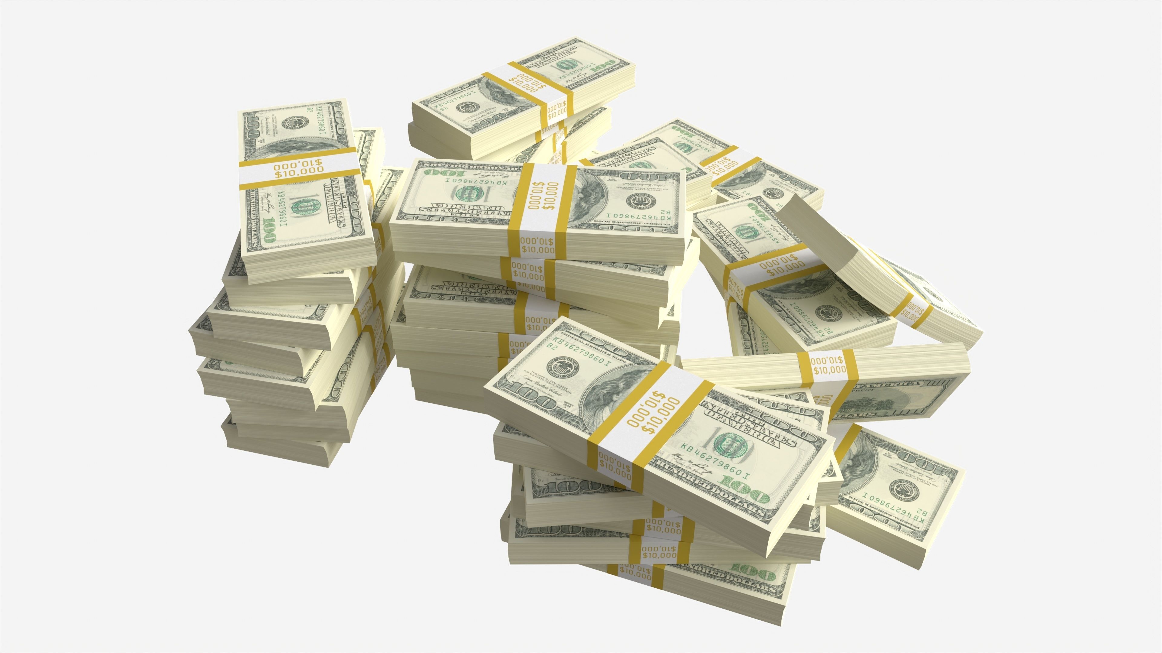 American dollar bundles large set 3D model_2
