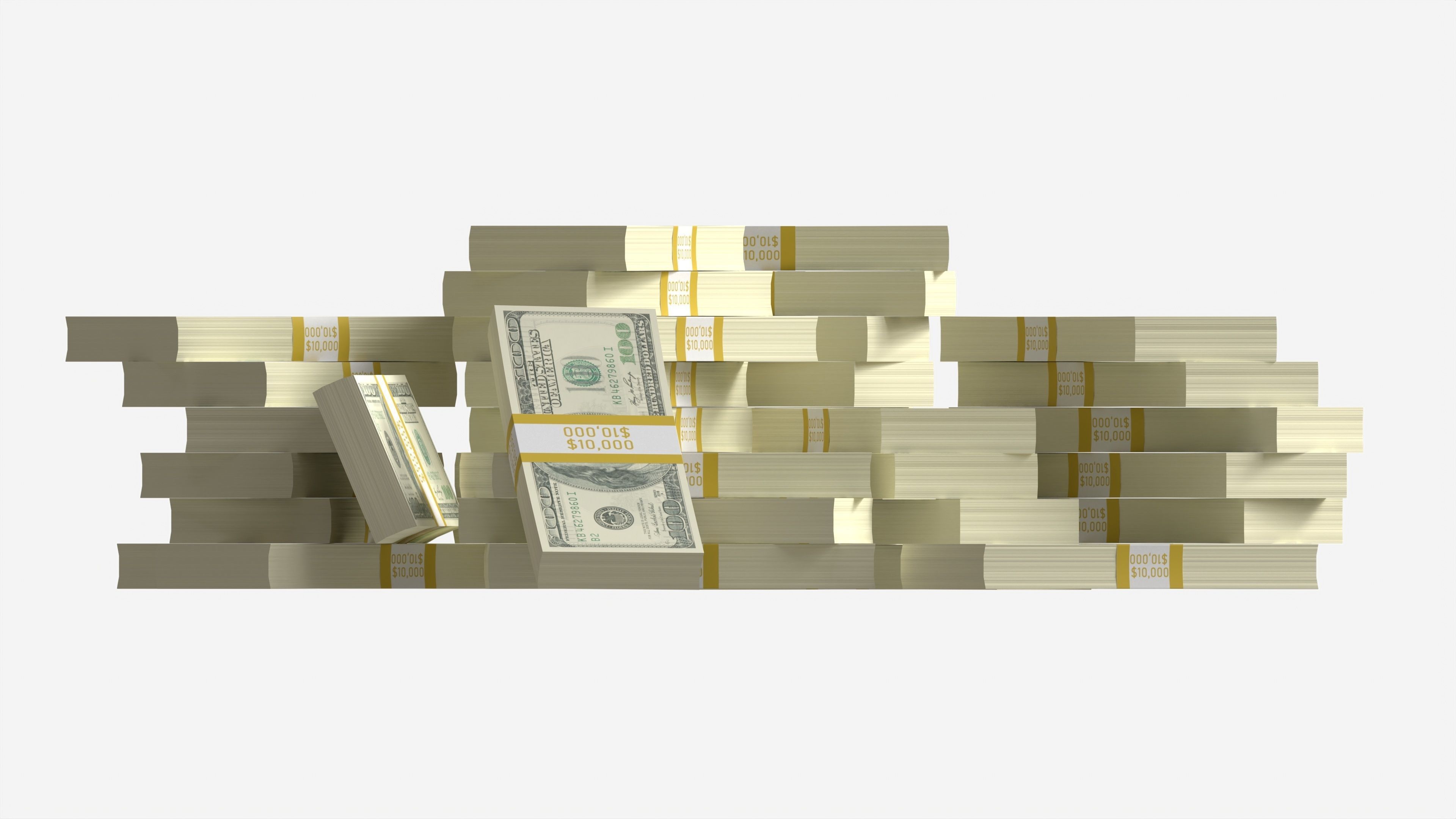 American dollar bundles large set 3D model_4